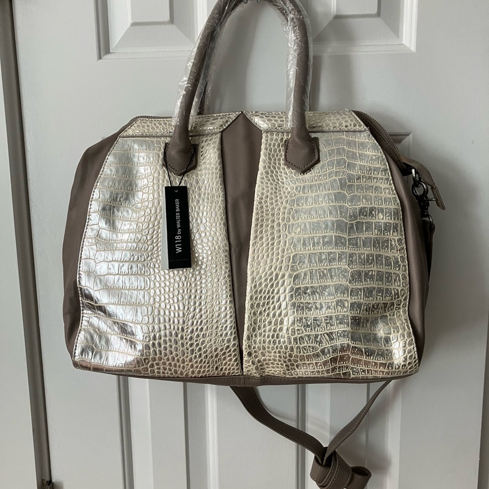 W118 by Walter Baker Metallic and Taupe Satchel